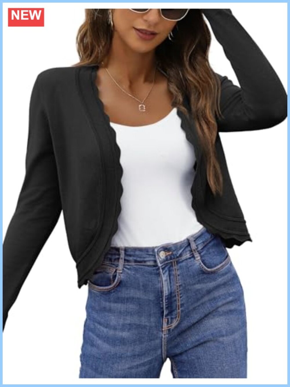 OmicGot Women's Lightweight Open Front Long Sleeve Cardigan Shrug